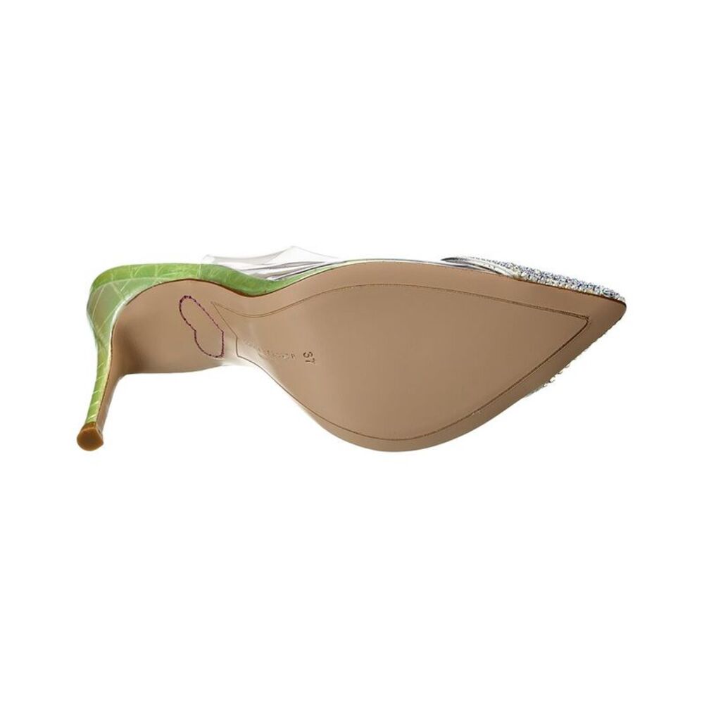 Sophia Webster Amora Vinyl & Croc-Embossed Leather Slingback Pump, Green - Picture 4 of 5